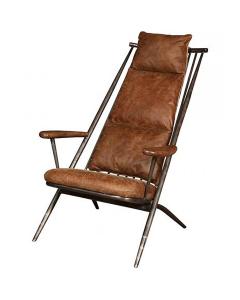 Ely Studio Chair in Brown Leather