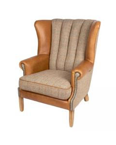 Fluted Tweed Wingback Chair