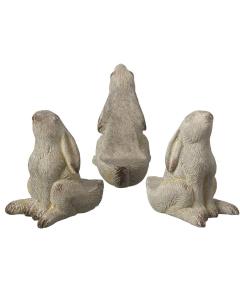 Potrisers Hare Set of 3 Grey H.6.5cm