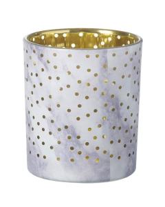 Tealight Holder Stormy Glass White/lilac/gold Height 10cm
