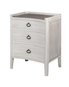 Pavilion Chic Bedside Table with Drawers Nordic Gustavian White Washed