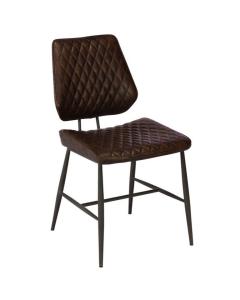 Dalton Quilted Dining Chair in Brown PU Leather