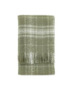 Olive Check Faux Mohair Throw Blanket