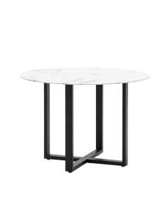 Erzo Round Dining Table White Marble Effect