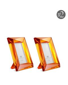Picture Frame Obliquity S set of 2 Orange Crystal Glass