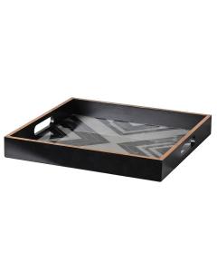 Pavilion Chic Serving Tray Square Black & White Marbled