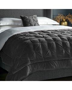Cosy Charcoal Grey Velvet Bedspread