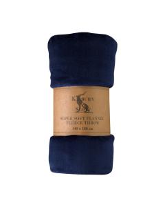Monmouth Rolled Flannel Fleece Throw in Ink Blue