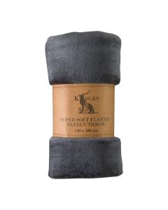 Monmouth Rolled Flannel Fleece Throw in Charcoal