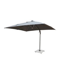 Truro Premium Grey Square Side Post Parasol with LED & Granite Stand with wheels