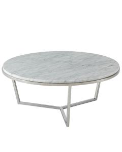 Small Round Coffee Table Fisher in Marble & Nickel