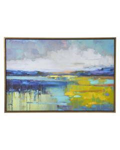 Sunset Over Calm Water Framed Canvas