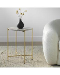 Travertine Top Side Table