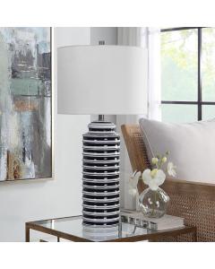 Ribbed Black & White Table Lamp