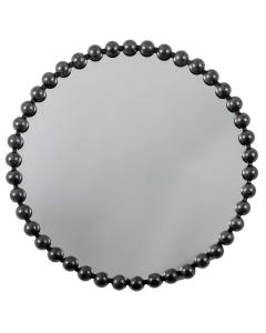 Beaded Black Round Mirror