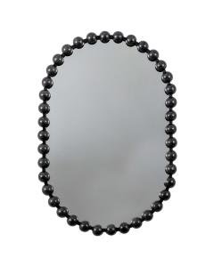 Beaded Black Oval Mirror
