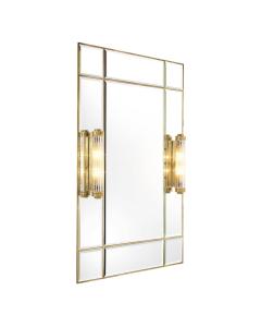 Wall Mirror with Lights Beaumont in Vintage Brass