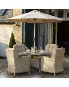 Chedworth Rattan 4 Seater Dining Set with Parasol