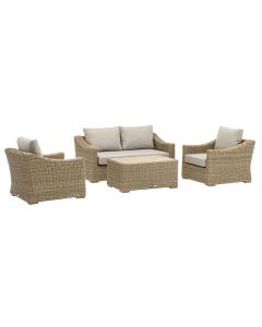 Fairford Outdoor 2 Seat Sofa with 2 Sofa Chairs & Rectangle Coffee Table