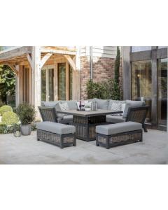 Tuscan Outdoor Square Sofa with Square Piston Table & 2 Benches