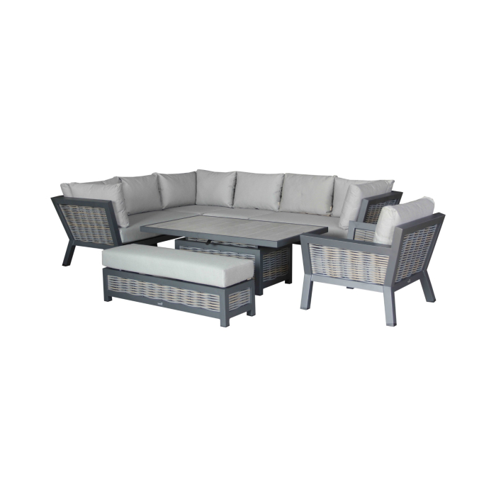 Bramblecrest Tuscan L-Shape Modular Sofa, Large Rectangle Piston Table, Long Bench & Chair 1 Bramblecrest Tuscan L-Shape Modular Sofa, Large Rectangle Piston Table, Long Bench & Chair 1